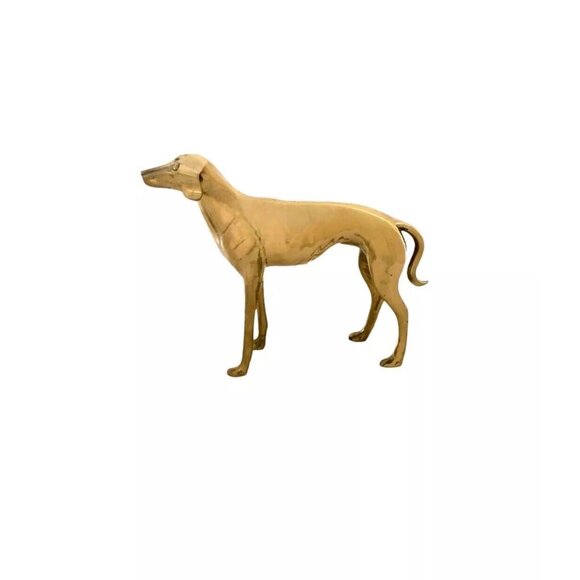 Dog Figurine Whippet Greyhound Standing Statue Vintage Laquard Brass Decor - Picture 3 of 7